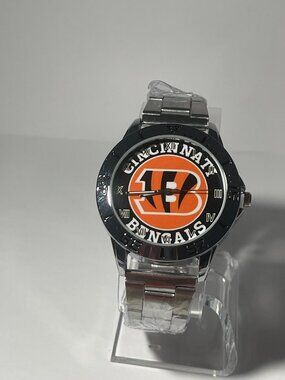 Cincinnati Bengals NFL Team Logo Men's Stainless-Steel Silver Watch NEW